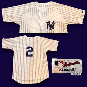 Authentic Majestic New York Yankees Derek Jeter #2 Baseball Jersey Size XL 54
